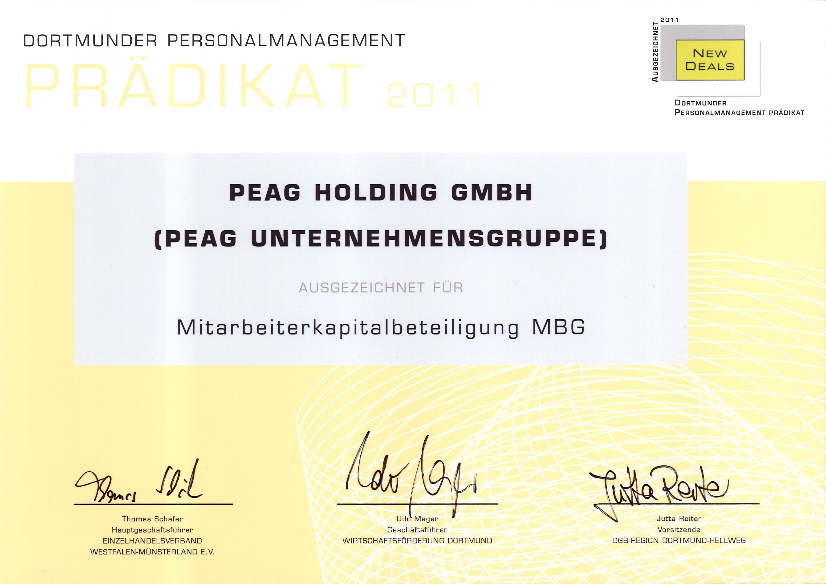 PEAG Zertifikat Personalmanagement Prädikat 