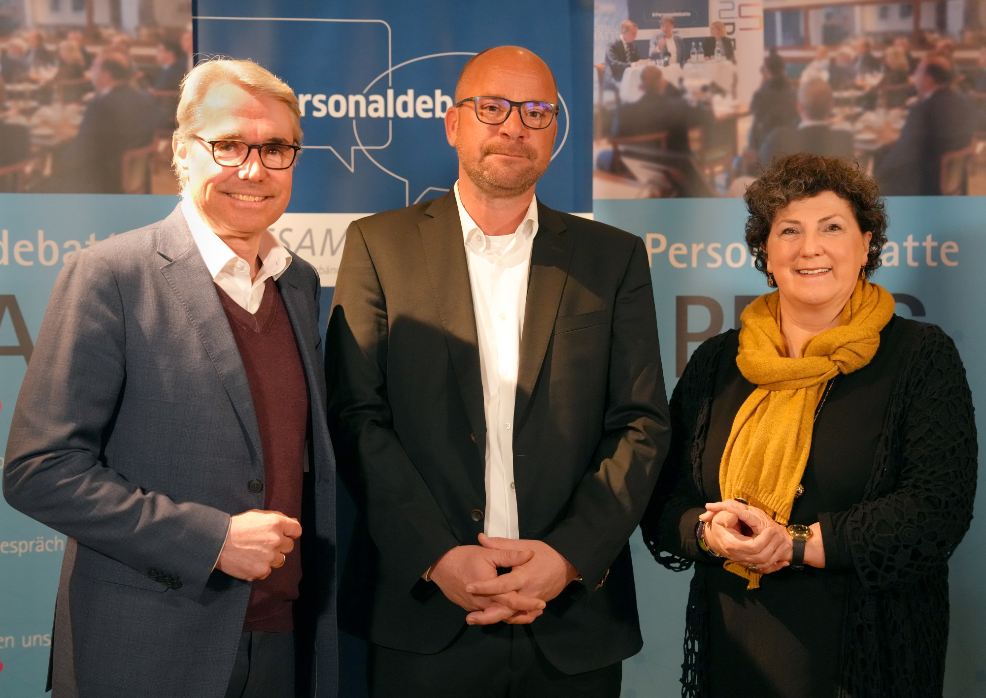 von links: FDP-Bundestagsabgeordneter Carl-Julius Cronenberg, Sven Kramer, Geschäftsführer PEAG Holding GmbH, und DGB-Bundesvorständin Anja Piel 